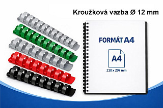 Kroužková vazba plastová Ø 12 mm – barevná