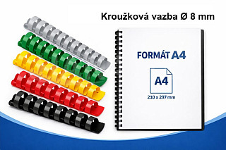 Kroužková vazba plastová Ø 8 mm – barevná