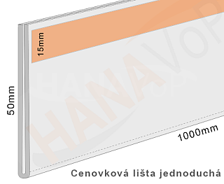 Cenovková lišta jednoduchá 50 čirá
