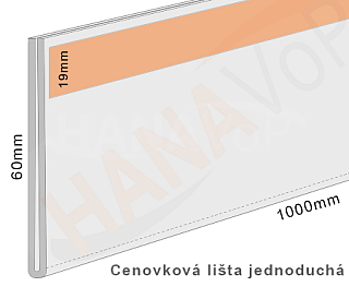 Cenovková lišta jednoduchá 60 čirá