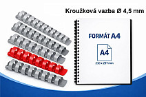 Kroužková vazba plastová Ø 4,5 mm – červená